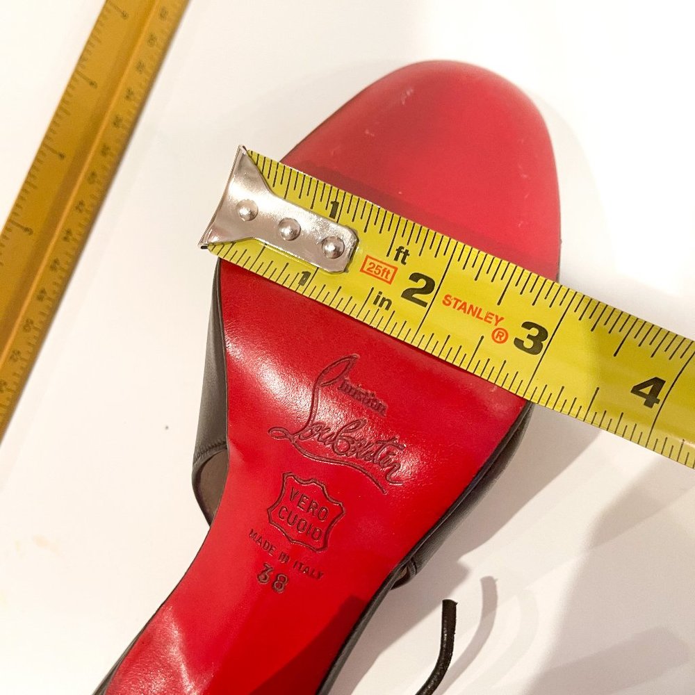 Christian Louboutin Black Heels Ankle Lace Tie with Red Soles - Picture 9 of 16